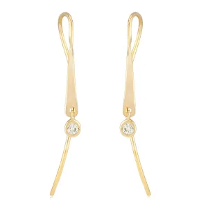 14K Yellow Gold Mini Ribbon Earrings with 0.06cttw Diamonds