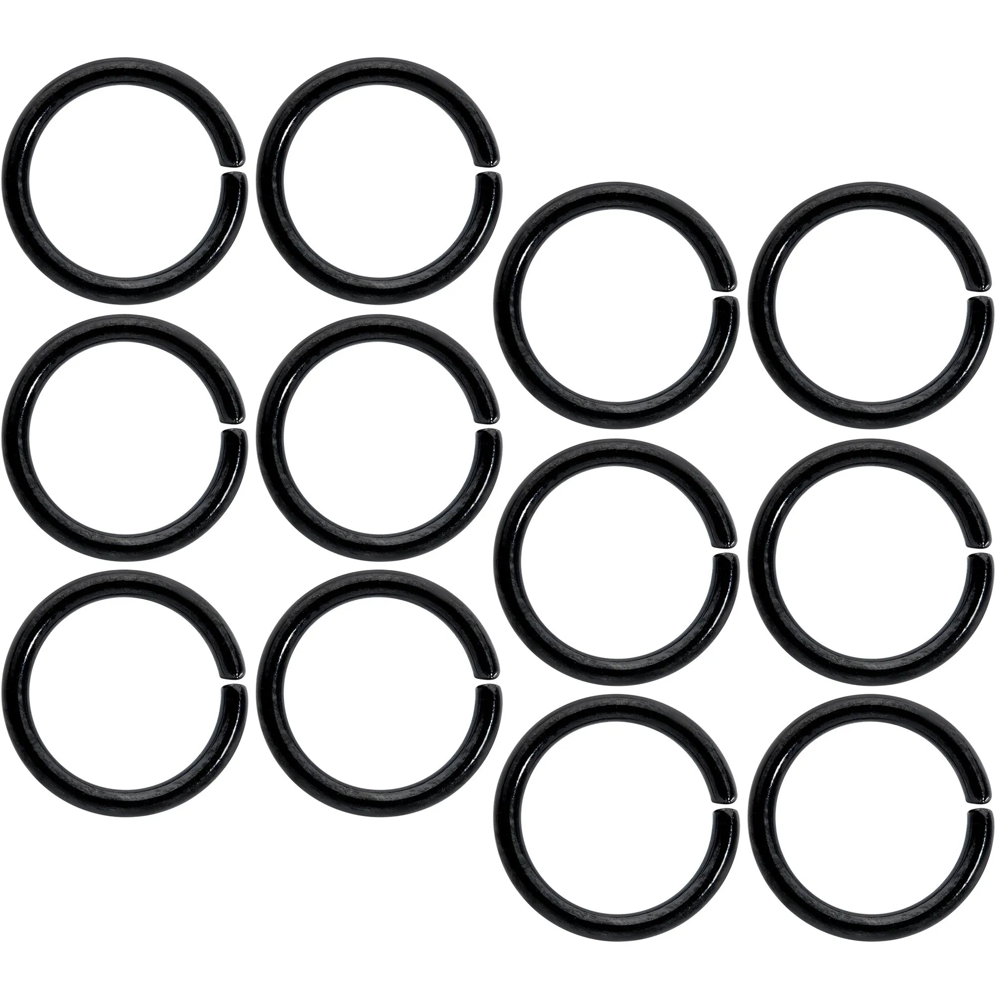 16 Gauge 5/16 Black Anodized Seamless Cartilage Ring Set of 12