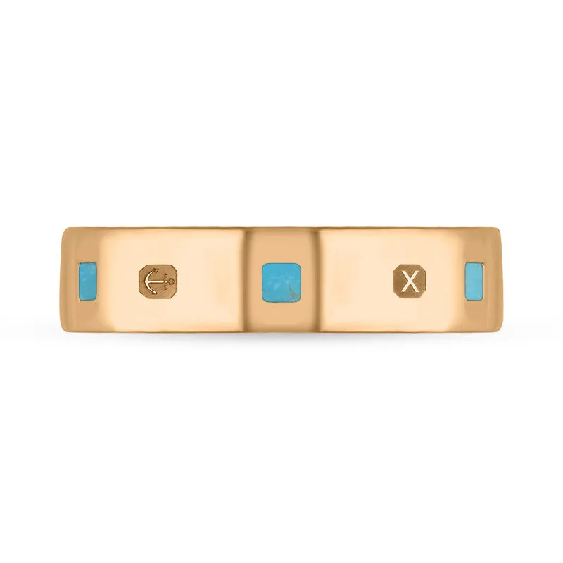18ct Rose Gold Turquoise Queen's Jubilee Hallmark Princess Cut 5mm Ring