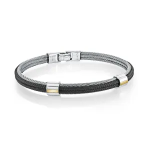 18K Accent 3 Row Cable Cord Bangle Bracelet
