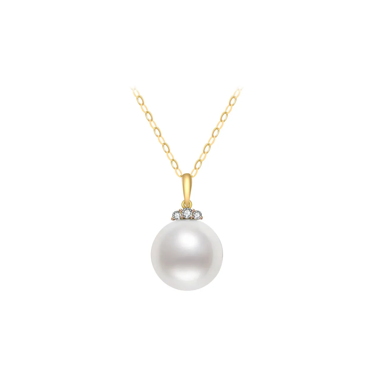 18K Solid Gold Freshwater Pearl Necklace KN00096