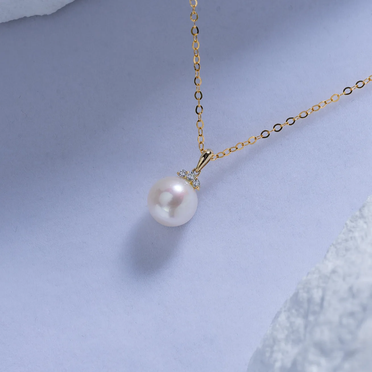 18K Solid Gold Freshwater Pearl Necklace KN00096