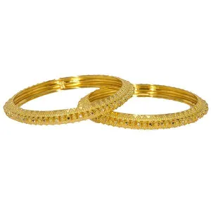 22K Yellow Gold Bangles Set of 2 W/ Baubles & Beaded Filigree, 41.1 gm