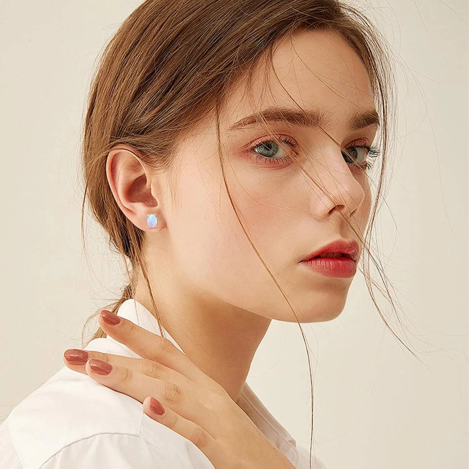3 Pack Set Opal Stud Earrings for Women Hypoallergenic 18K Gold Plated Opal Earrings Jewelry for Mother's Day