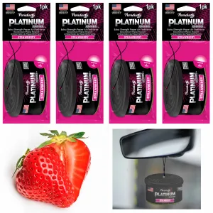 4 Paradise Platinum Air Freshener Hanging Car Aroma Fragrance Scent Strawberry