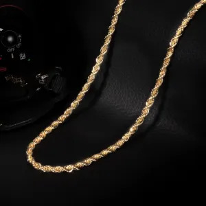 4mm Thin Gold Rope Chain Necklace 24 Inches