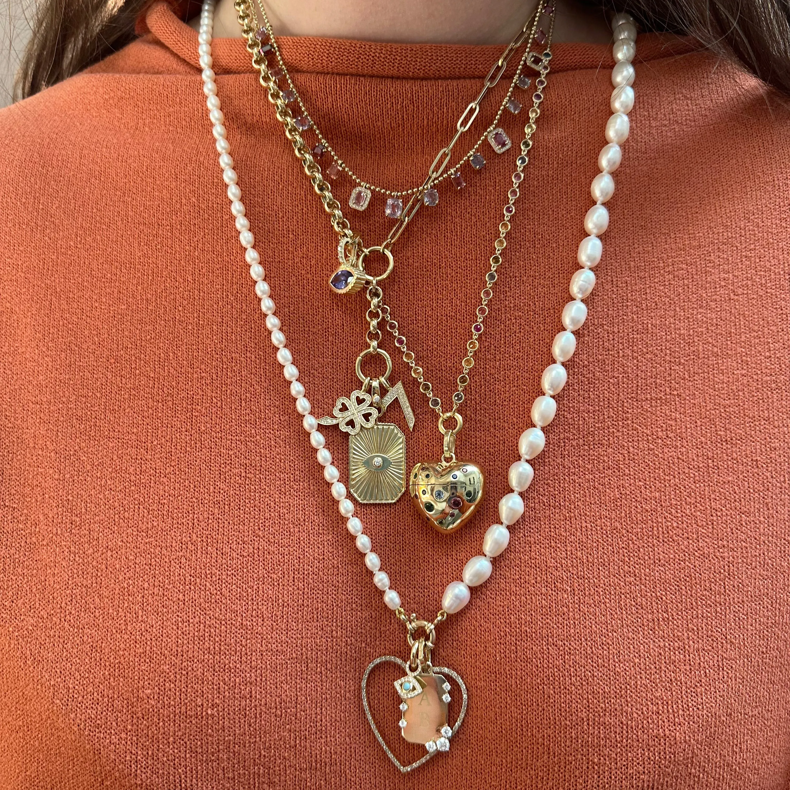 50/50 Rolo & Paperclip Lariat Chain Necklace