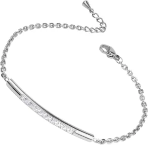 555Jewelry Womens Sparkly Cubic Zirconia Cylinder Bar Stainless Steel Bracelet