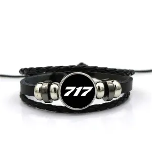 717 Flat Text Designed Leather Bracelets