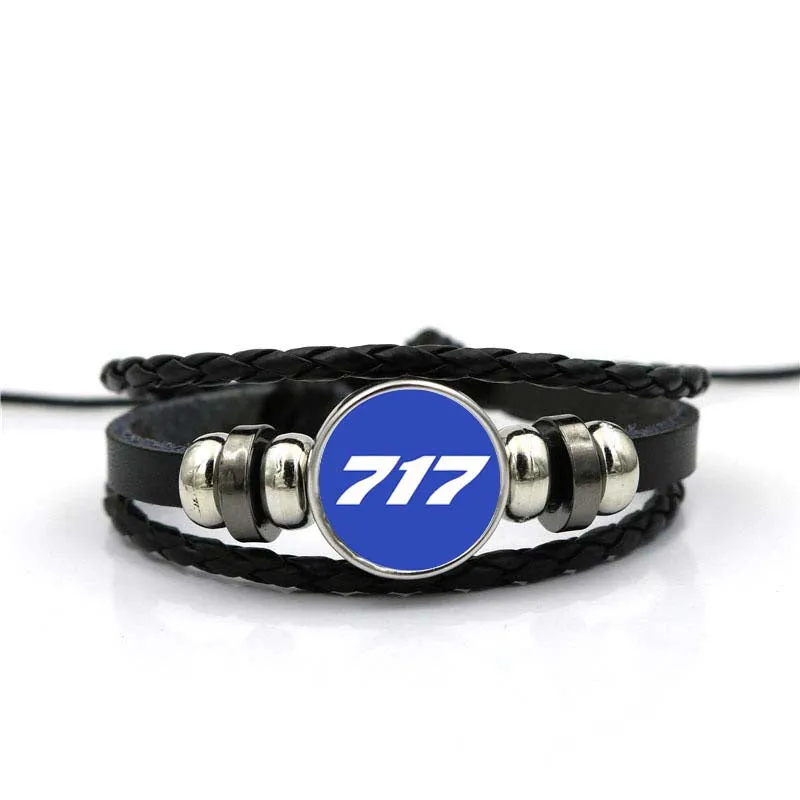 717 Flat Text Designed Leather Bracelets