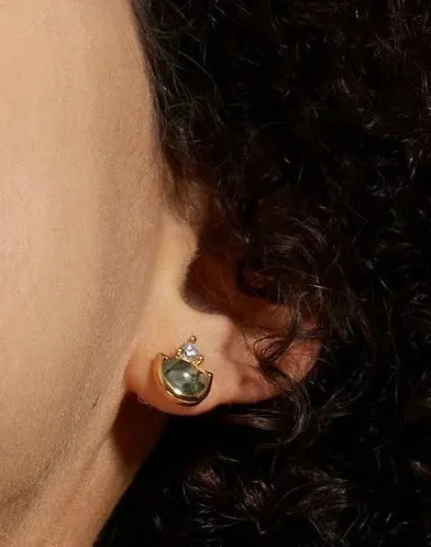 925 Silver 5*7mm Natural Moss Agate Stud Earrings