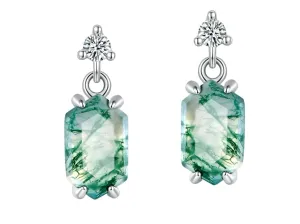 925 Silver Moss Agate Earrings