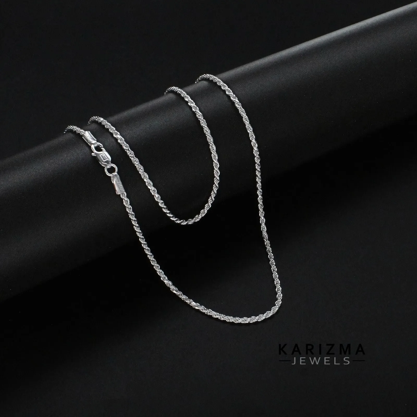 925 Sterling Silver rope design beach wear Unisex Neck Chain 24"