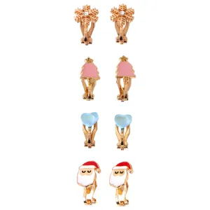 Accessorize London Girls Christmas Clip-On Earrings Set of 4