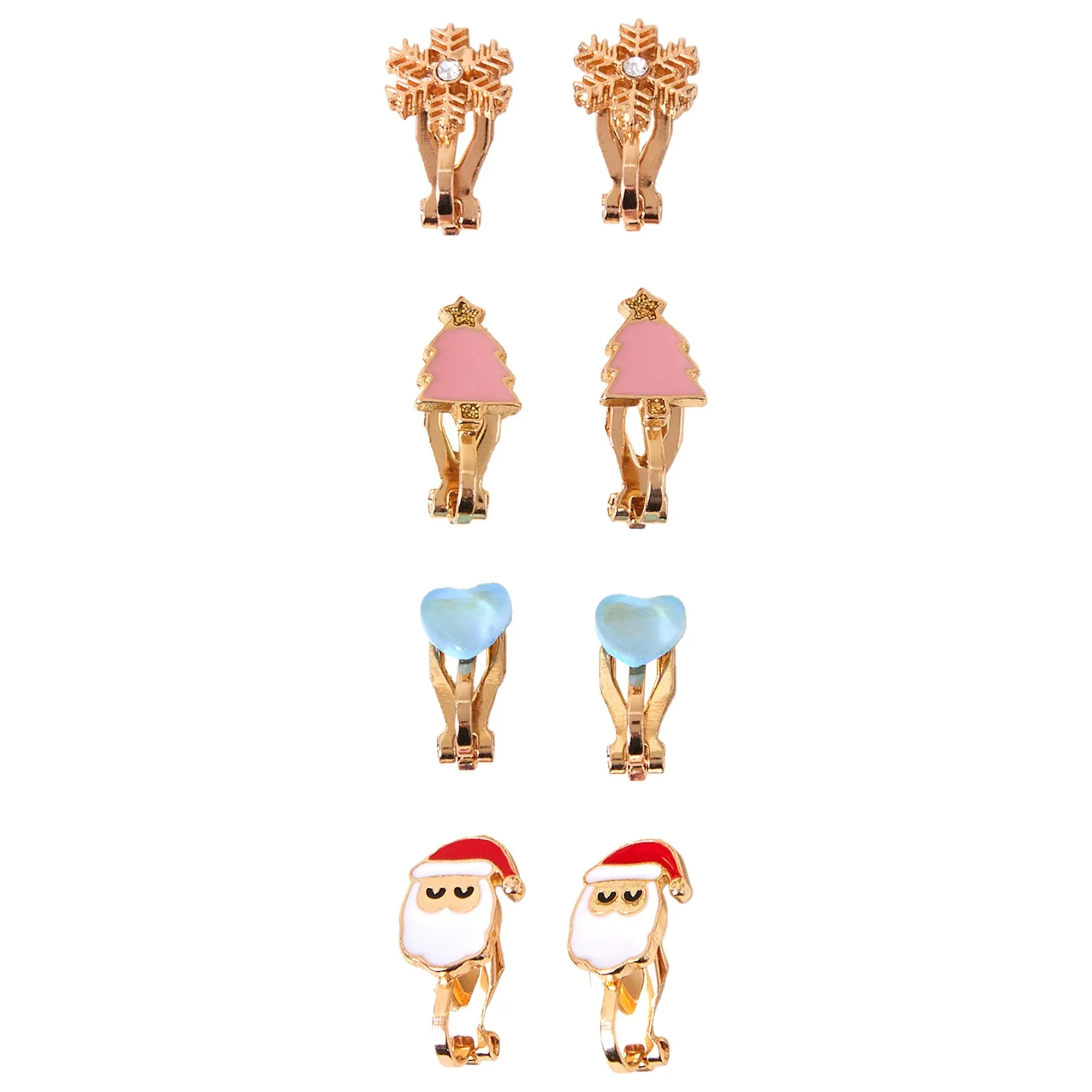 Accessorize London Girls Christmas Clip-On Earrings Set of 4