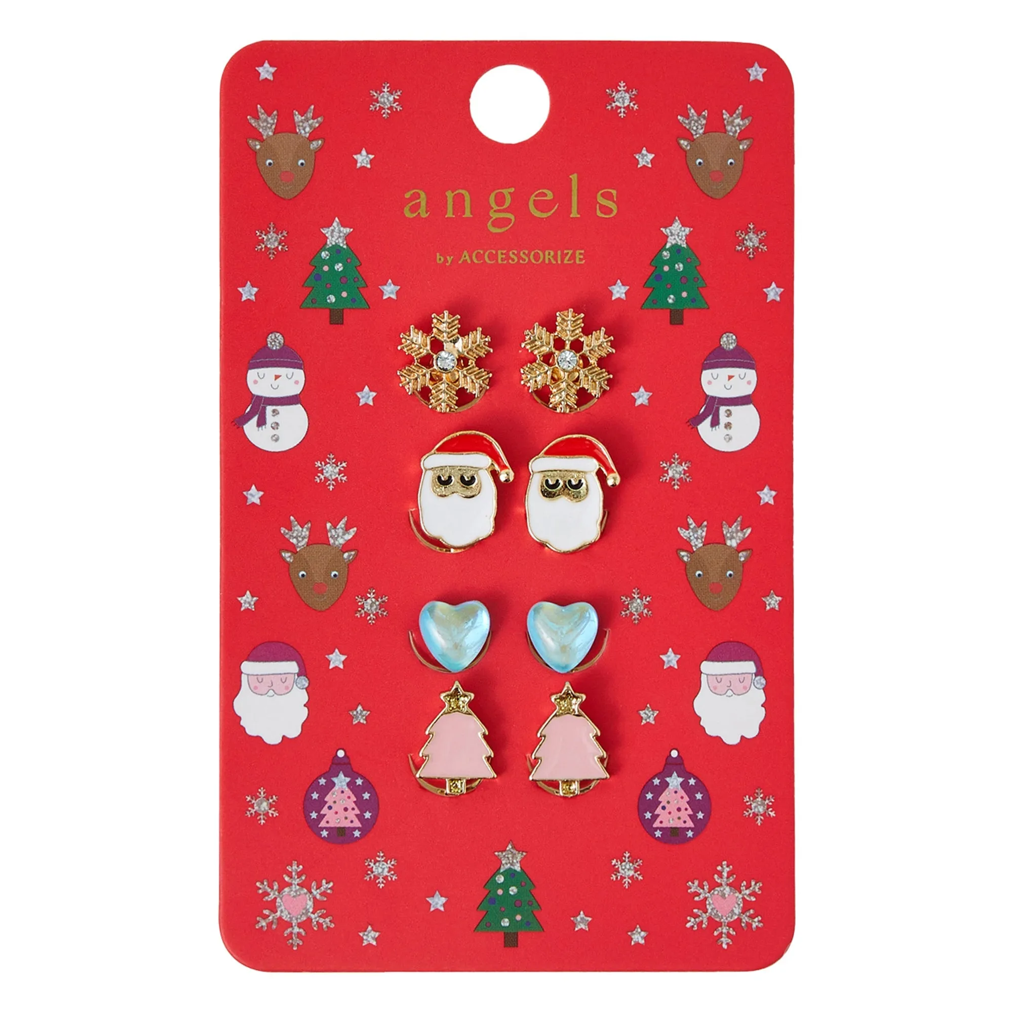 Accessorize London Girls Christmas Clip-On Earrings Set of 4