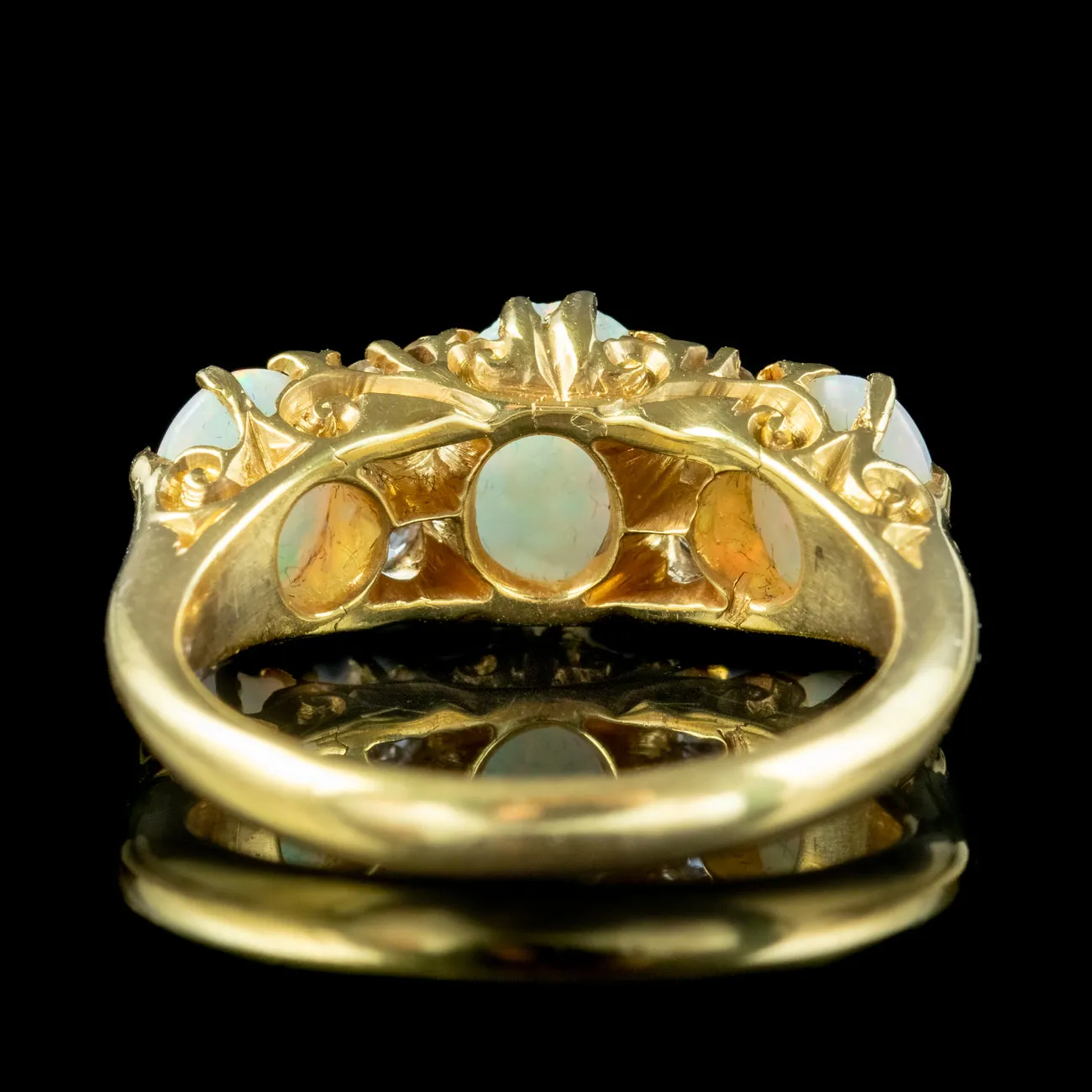Antique Edwardian Opal Diamond Ring 2.4ct Opal Dated 1906