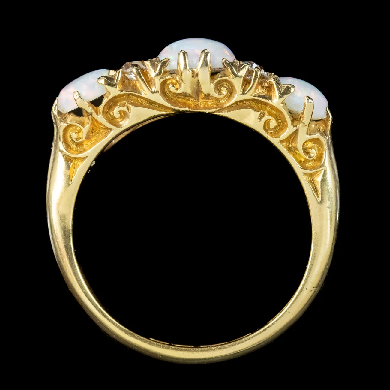 Antique Edwardian Opal Diamond Ring 2.4ct Opal Dated 1906
