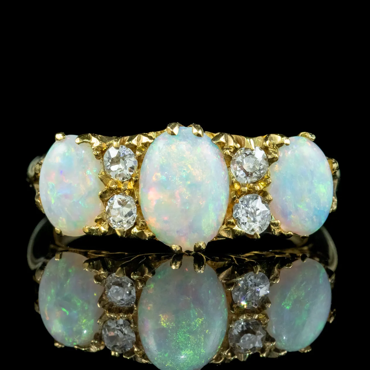 Antique Edwardian Opal Diamond Ring 2.4ct Opal Dated 1906