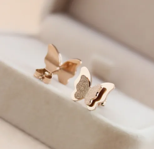 Butterfly Scrub Stud Earrings, Personalized & Versatile Earrings