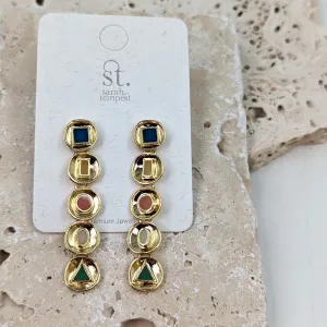 Byzantine enamel shape inlay dangle earrings
XSST026E-GLD-MULTI