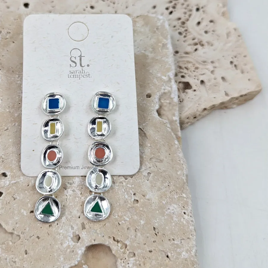 Byzantine enamel shape inlay dangle earrings
XSST026E-GLD-MULTI
