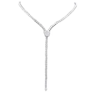 Cento 18K White Gold Zipper Lariat Diamond Necklace