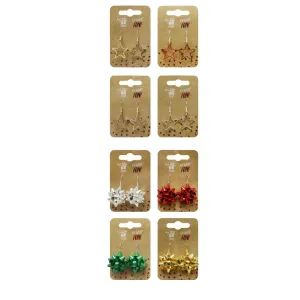 Christmas Bow/Star Metal Earrings Assorted