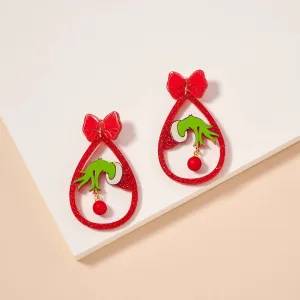 Christmas Grinch Hand Dangling Earrings