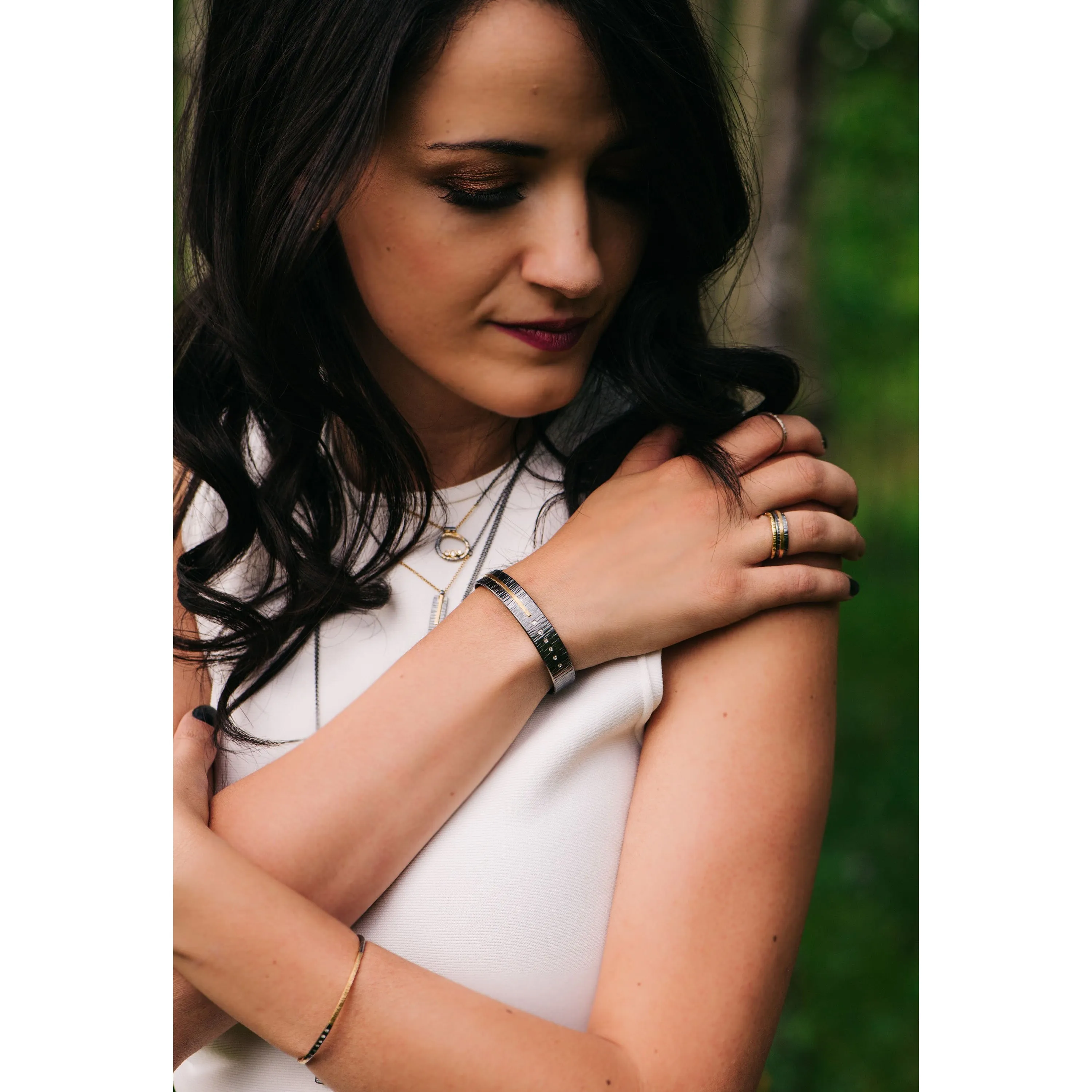 Classic Aspen Cuff - 18k gold, Oxidized Silver   Reclaimed Diamonds