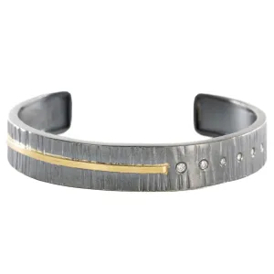 Classic Aspen Cuff - 18k gold, Oxidized Silver   Reclaimed Diamonds