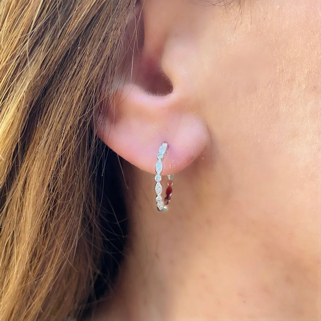 Diamond and Cultured Pearl Hoop Earrings