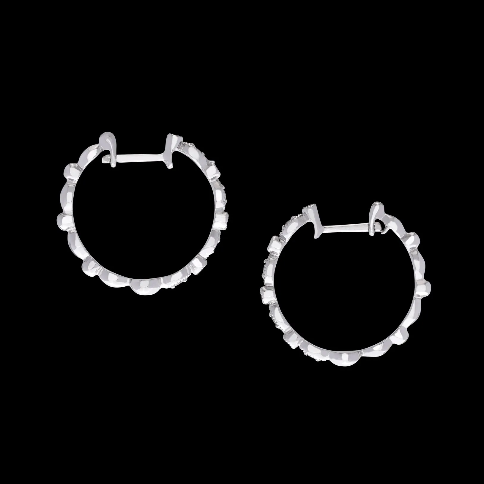 Diamond and Cultured Pearl Hoop Earrings