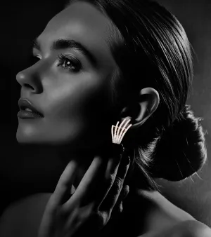 Diamond Feather Earrings