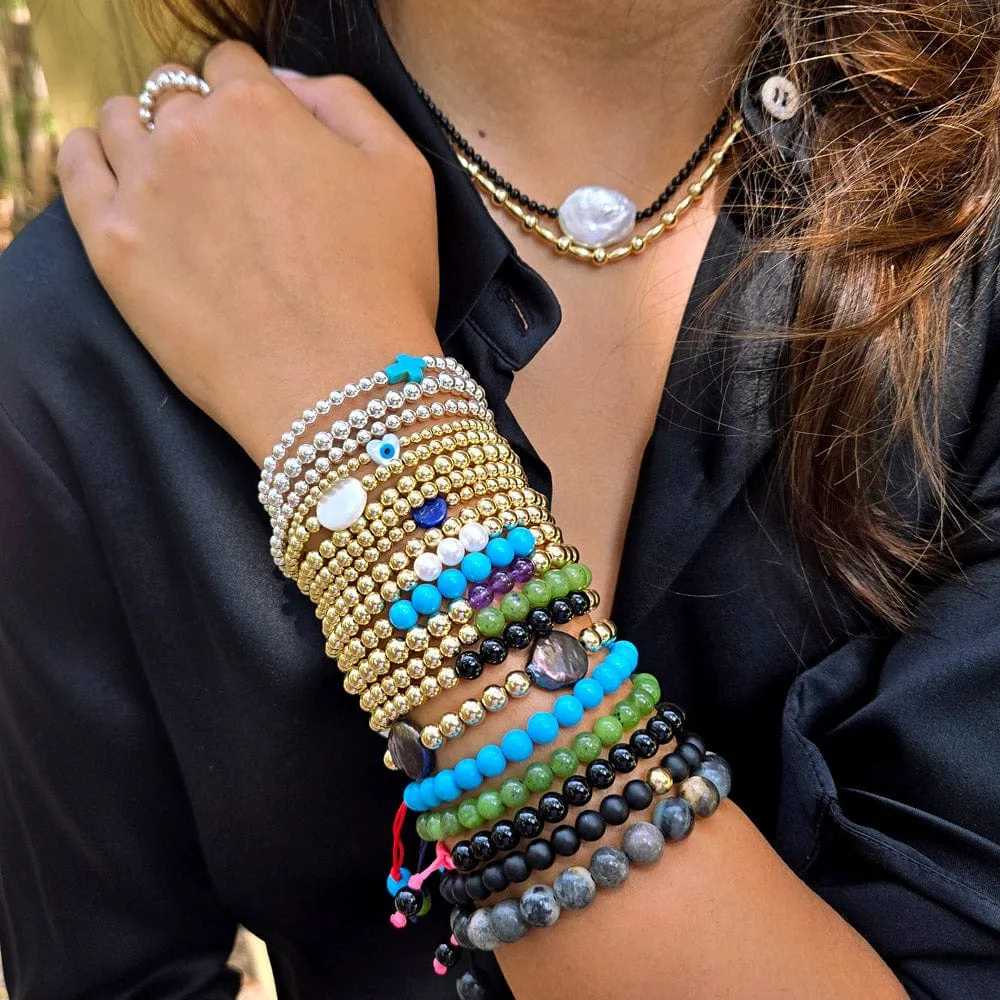 Evil Eye Heart Charm Bracelet in 14k Gold Filled