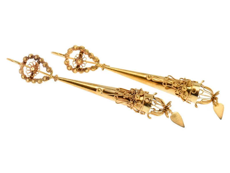 Exquisite Georgian Cannitille Torpedo Earrings