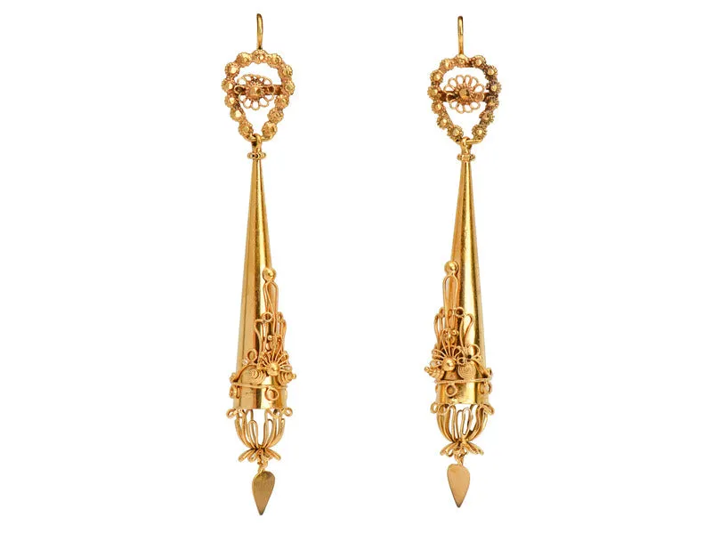 Exquisite Georgian Cannitille Torpedo Earrings