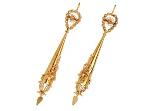 Exquisite Georgian Cannitille Torpedo Earrings