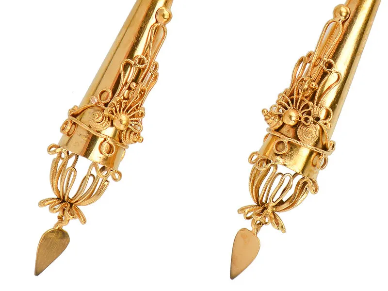 Exquisite Georgian Cannitille Torpedo Earrings