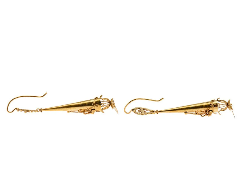 Exquisite Georgian Cannitille Torpedo Earrings