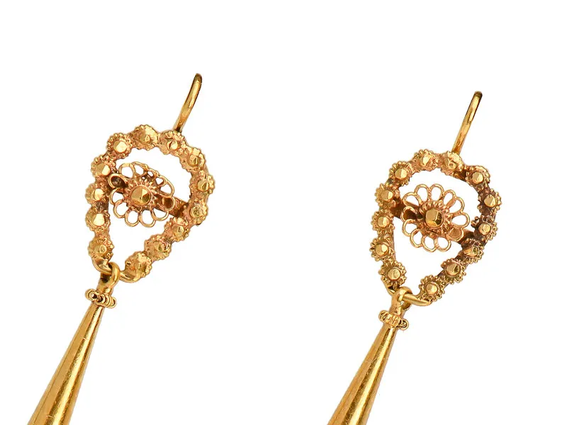 Exquisite Georgian Cannitille Torpedo Earrings
