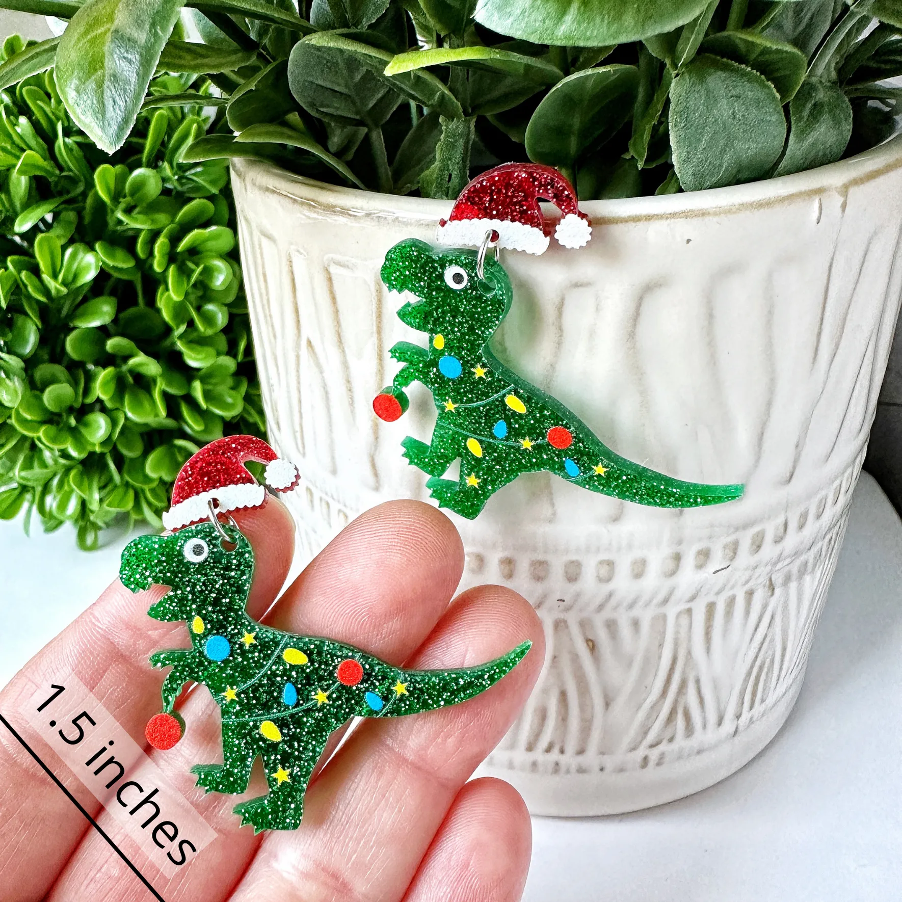 Festive Christmas Earrings --  Christmas Tree, Cats, Dinosaurs, Cactus