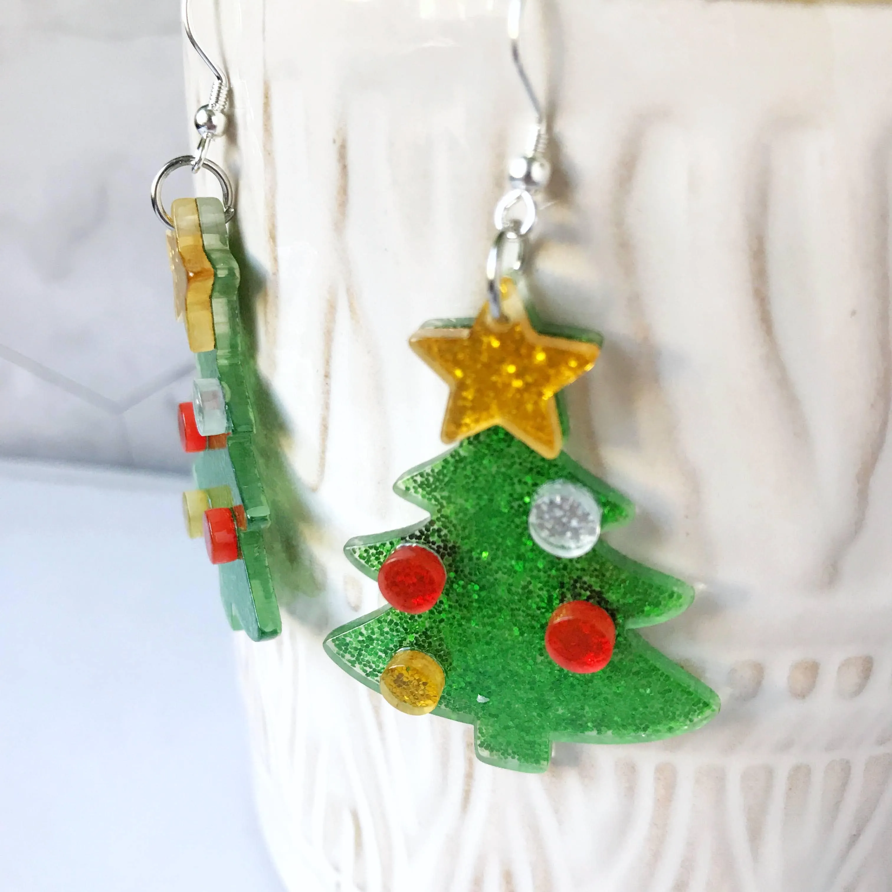 Festive Christmas Earrings --  Christmas Tree, Cats, Dinosaurs, Cactus