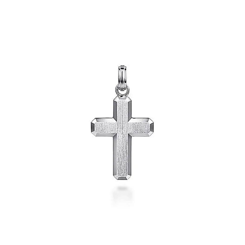 Gabriel & Co. 925 Sterling Silver Brushed Cross Pendant
