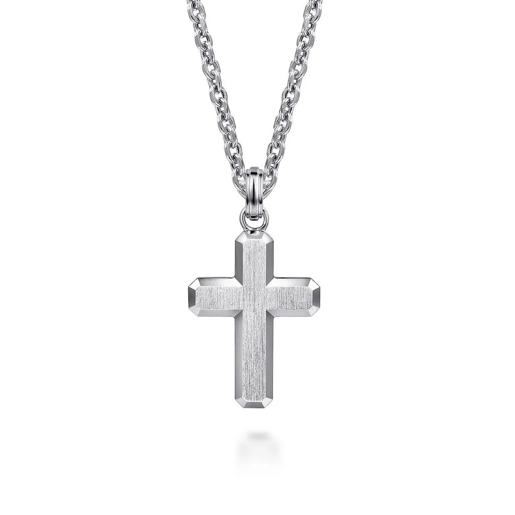 Gabriel & Co. 925 Sterling Silver Brushed Cross Pendant