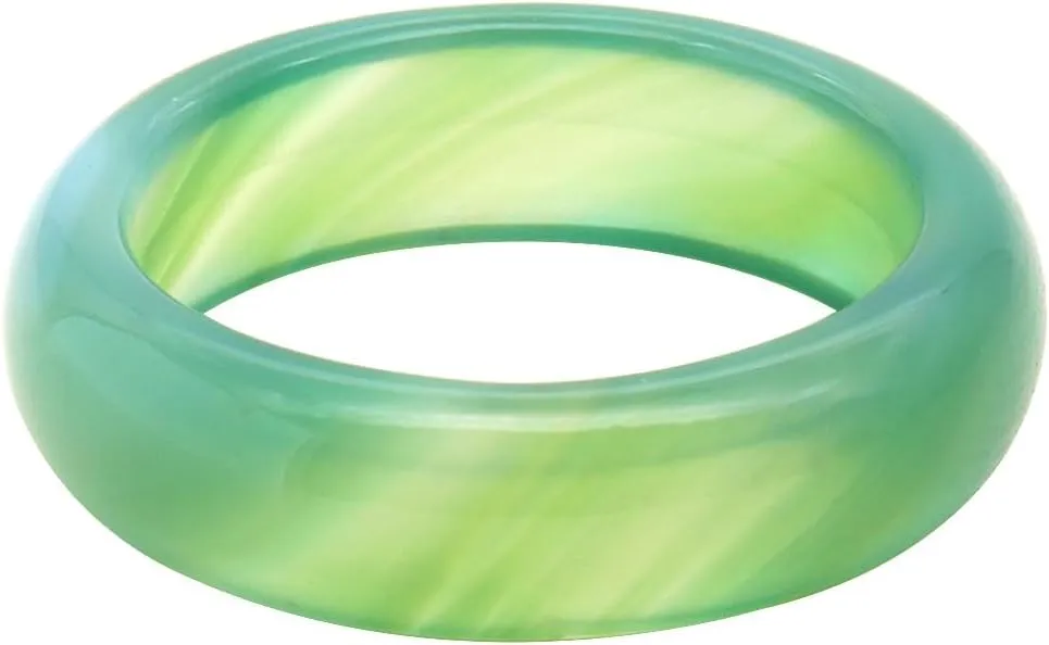 GIGB PBDK Carnelian Crystal Rings Jade Rings Natural Gemstone Band Ring Good Luck Jade Ring Green Jade Rings for Women Carnelian Smooth Round Donut Ring