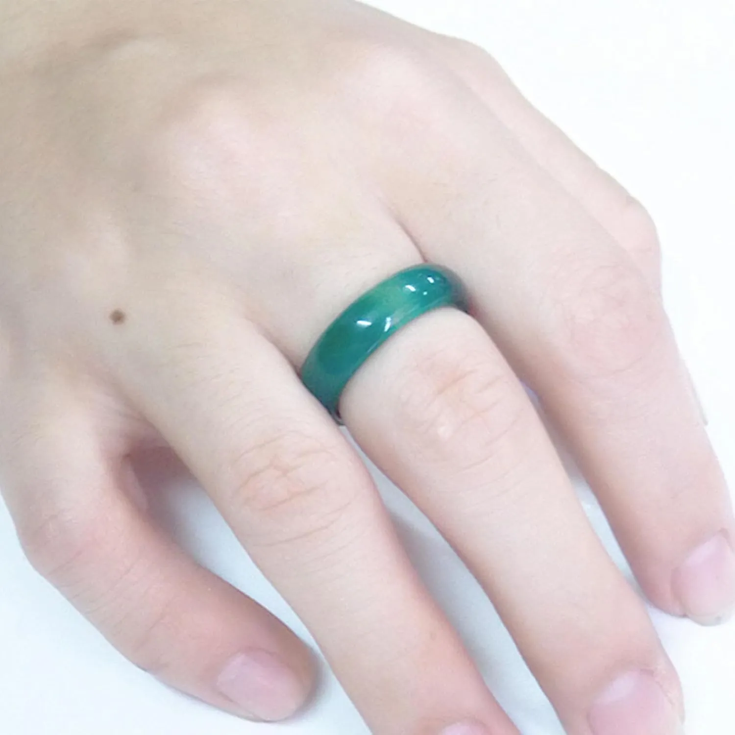 GIGB PBDK Carnelian Crystal Rings Jade Rings Natural Gemstone Band Ring Good Luck Jade Ring Green Jade Rings for Women Carnelian Smooth Round Donut Ring