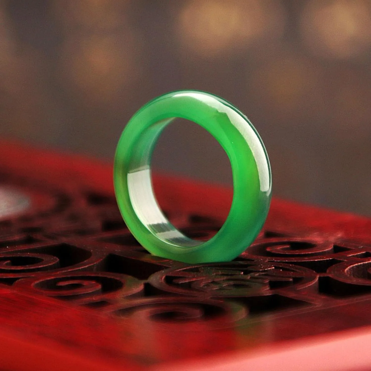 GIGB PBDK Carnelian Crystal Rings Jade Rings Natural Gemstone Band Ring Good Luck Jade Ring Green Jade Rings for Women Carnelian Smooth Round Donut Ring