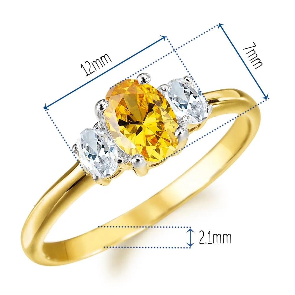 Glowing Embers Oval Trilogy Ring