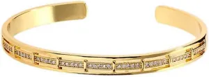 Gold Cuff Bangle Bracelet for Women Personalized Cubic Zirconia Open Bracelets Adjustable Oval Crystal Bangles Bracelets for Her